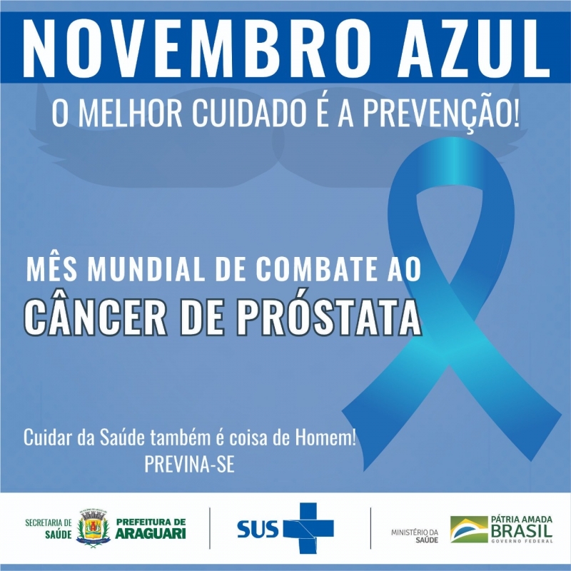 A Secretaria de Saúde divulgou a programação de ações alusivas ao Novembro Azul, mês de prevenção ao câncer de próstata.