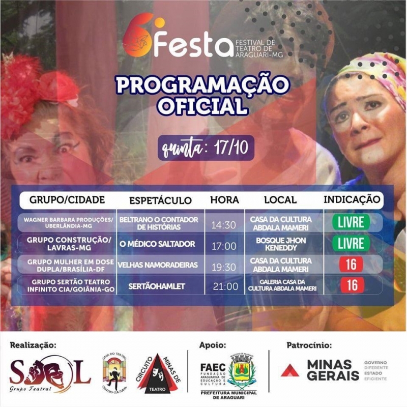 Aconteceu na tarde desta segunda-feira (14), no Gabinete do Prefeito Marcos Coelho com a presença de vários Secretários Municipais, do Vereador Jander Patrocínio, Arley Silvério, Nassim Guerra, Viviane Fernandes, representantes dos municípios de Indianópolis e de Cascalho Rico e dos integrantes do Grupo de Teatro Sol o lançamento do 6º Festival de Teatro de Araguari.