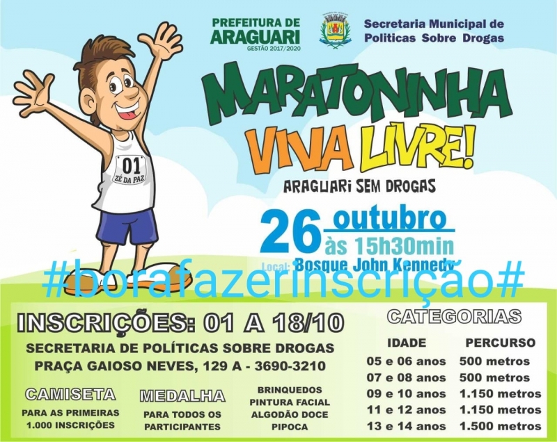 Prefeitura informa que as inscrições para Maratoninha Viva Livre 2019 se encerram na sexta-feira (18)