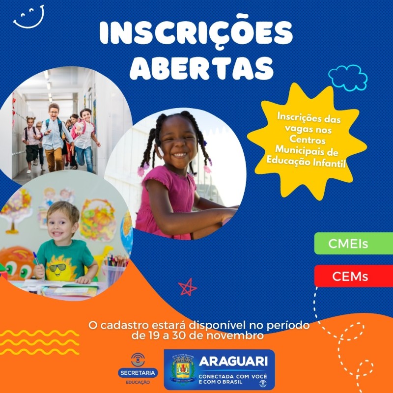 Prefeitura de Araguari abre inscrições para vagas na rede municipal de ensino