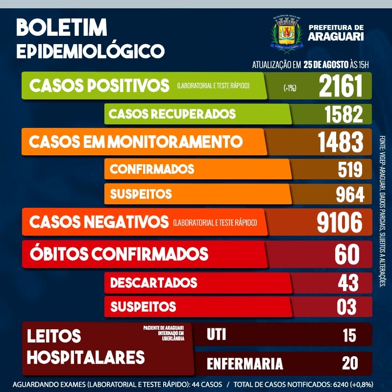 Boletim Epidemiológico de Araguari - Terça-feira, 25 de agosto