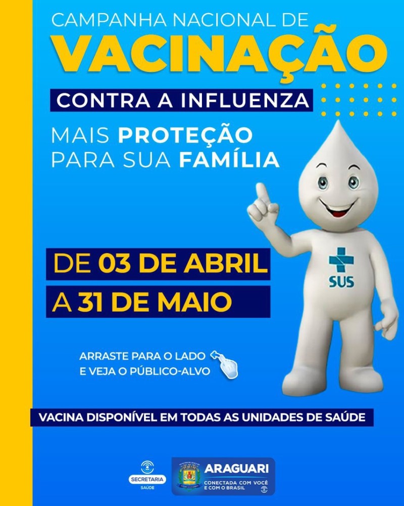 Vacinação contra Influenza está disponível nas unidades do município