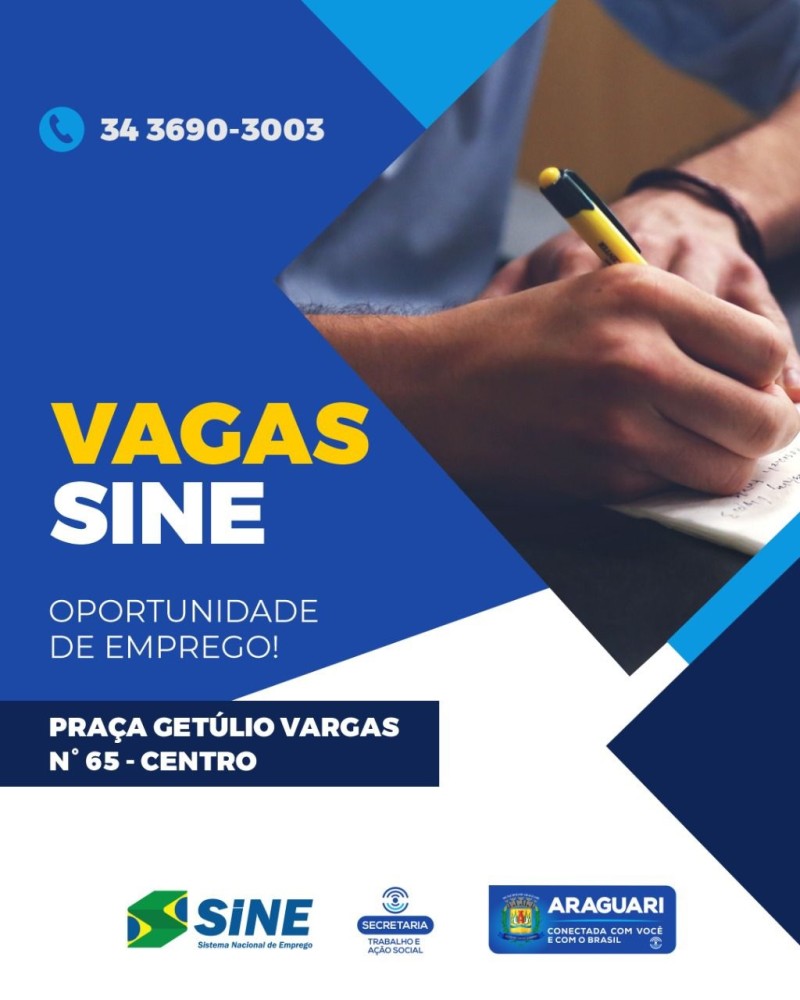 Vagas SINE Araguari-26/04/2022