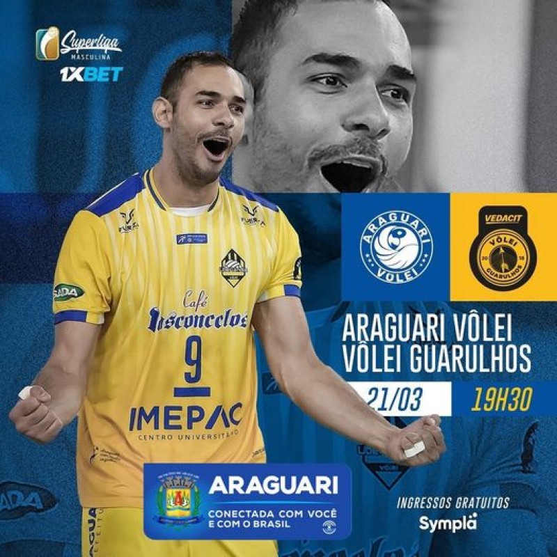 Araguari recebe o Guarulhos nesta terça-feira pela Superliga Nacional de Vôlei Masculino