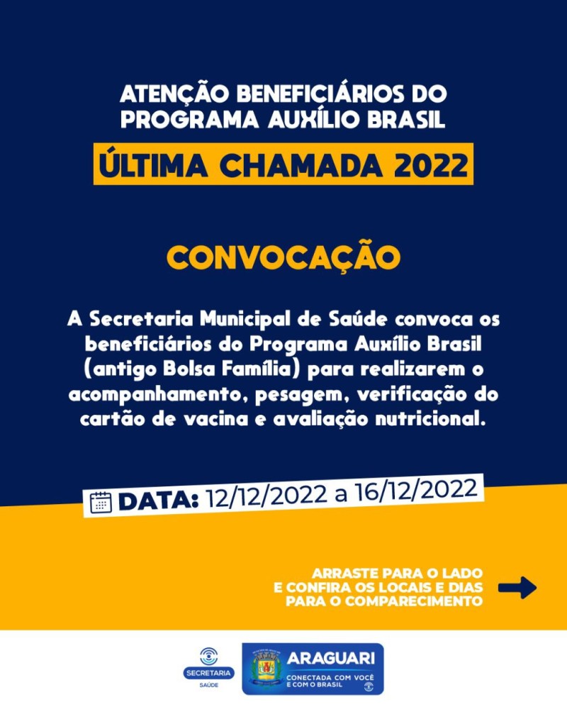 Prefeitura promove última convocação para os beneficiários do Programa Auxílio Brasil