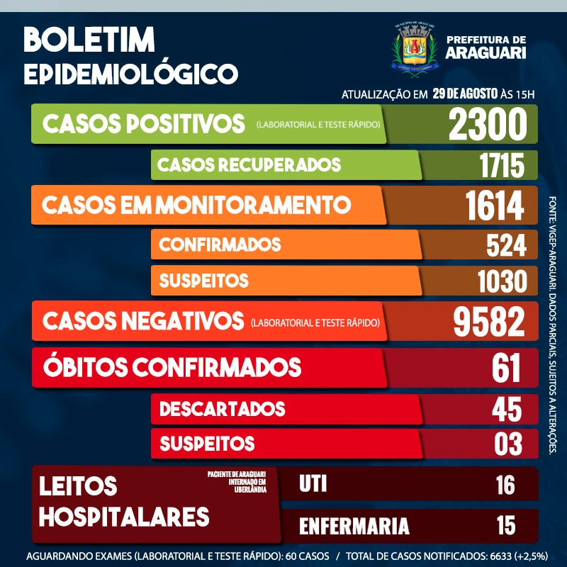 Boletim Epidemiológico de Araguari - Sábado, 29 de agosto