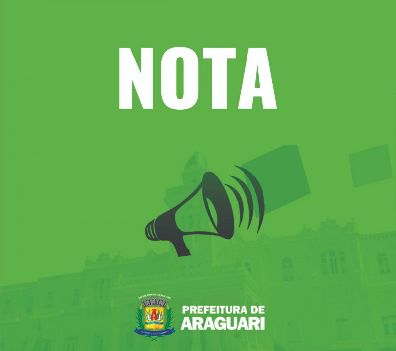 NOTA OFICIAL PREFEITURA DE ARAGUARI – CONFIRMADO O 1º CASO DE COVID – 19