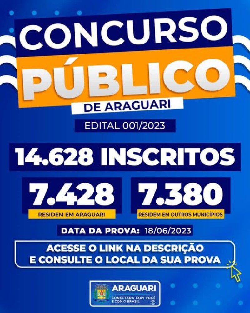 Prefeitura de Araguari realizará Concurso Público no domingo dia 18 de junho