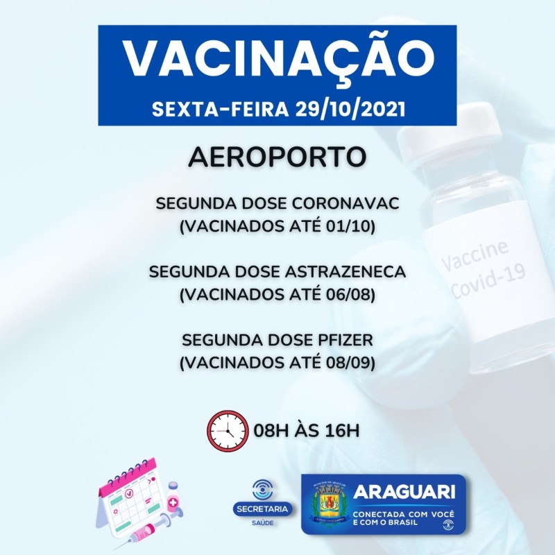 Vacinação contra Covid-19 avança em Araguari nesta sexta-feira