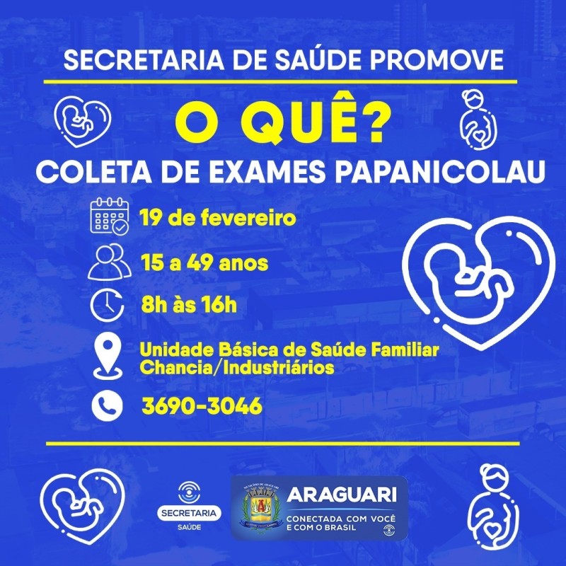 Secretaria de Saúde promove coleta de Exames de Papanicolau para gestantes neste final de semana