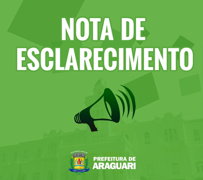 NOTA OFICIAL PREFEITURA DE ARAGUARI – COVID -19