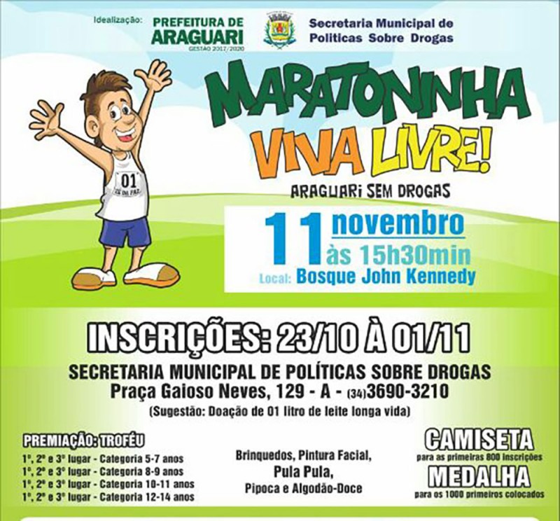 ​”Maratoninha Viva Livre” acontece no próximo sábado em Araguari