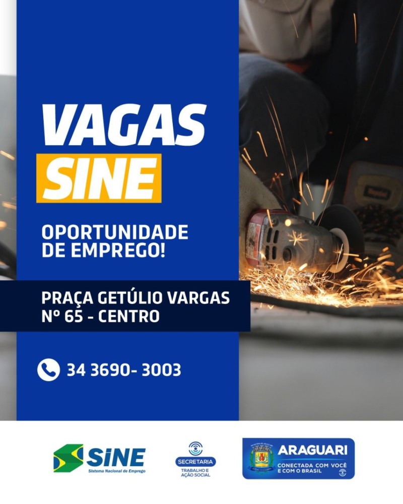 Vagas SINE Araguari-09/08/2022