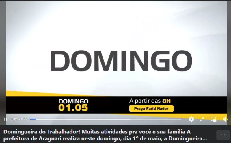 Domingueira do Trabalhador! Muitas atividades pra você e sua família