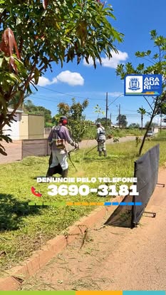Prefeitura de Araguari intensifica ações de zeladoria pública para garantir uma cidade mais limpa e segura. População pode ajudar denunciando terrenos abandonados ou áreas sujas. Juntos, construímos uma cidade melhor! ?️?? #AraguariNosTrilhos #CidadeLimpa