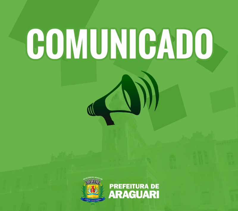 COMUNICADO: Interrupção programada do fornecimento de energia elétrica das 12h30 às 16h30 irá suspender os serviços da Prefeitura de Araguari, no Palácio dos Ferroviários