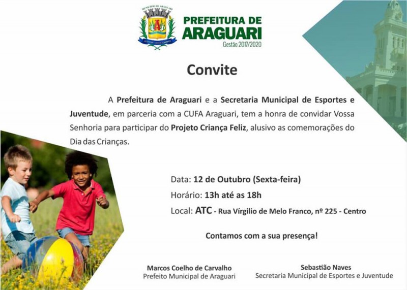 Prefeitura de Araguari comemora o Dia das Crianças com o Projeto Criança Feliz