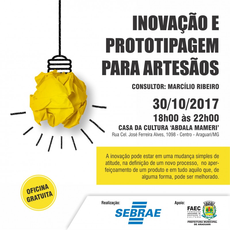 Prefeitura de Araguari oferece curso gratuito de Inovação e Prototipagem para Artesãos