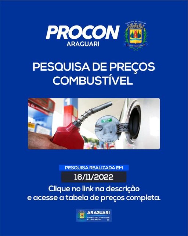 Pesquisa de preços de combustíveis realizada no dia 16/11/2022.