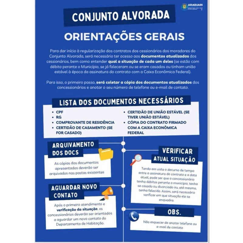 Prefeitura de Araguari orienta população sobre regularização do Conjunto Alvorada