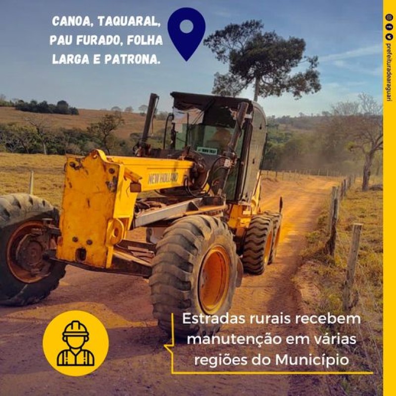 Estradas rurais recebem manutenção em várias regiões do Município