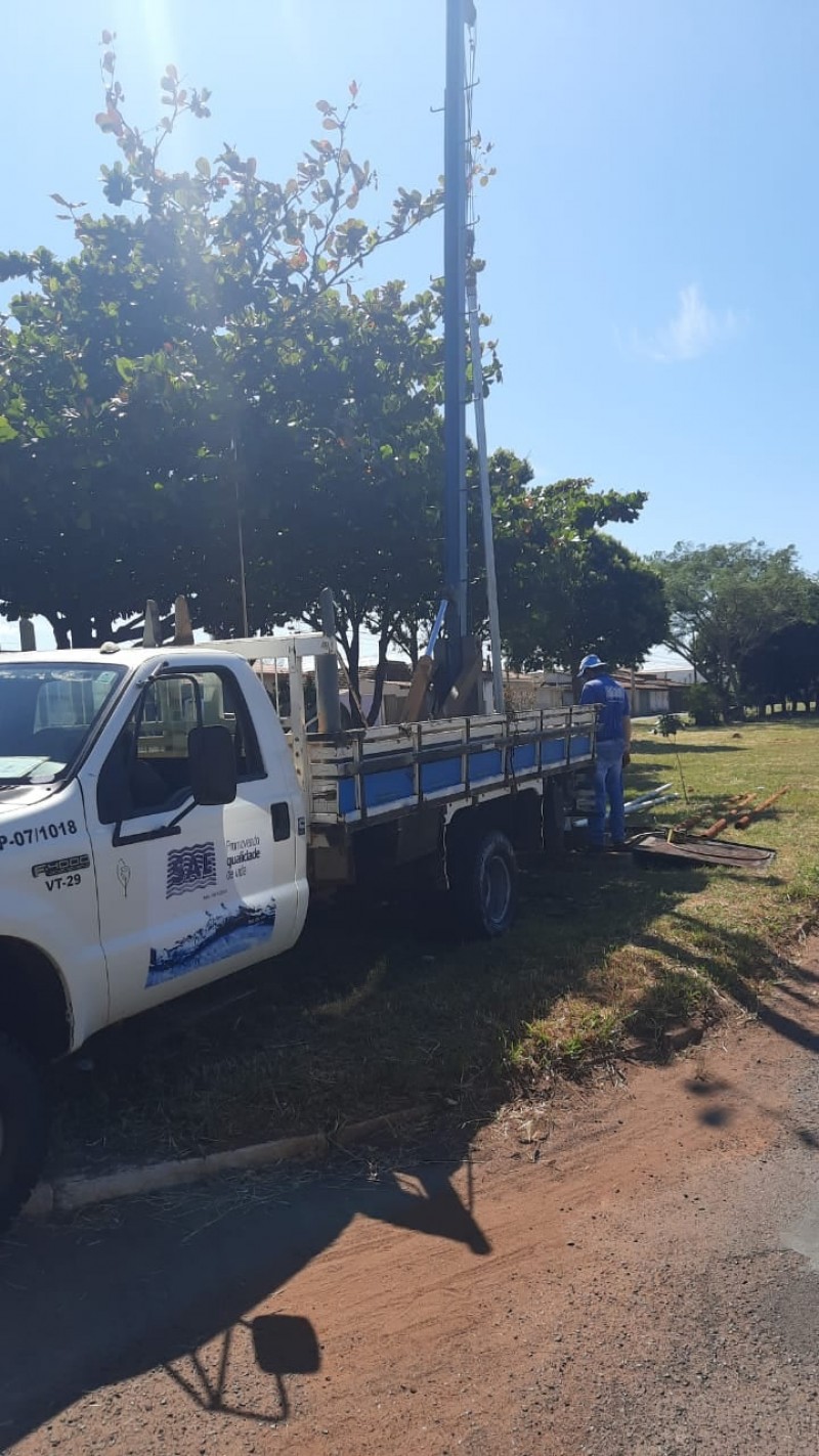 Equipe Sae Araguari fazendo a manutenção dos poços do Bairro Paraíso e no reservatório da Rodoviária de Araguari.