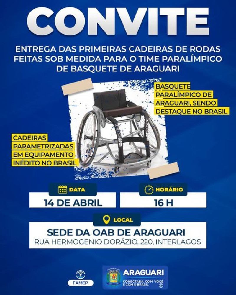 13 Cadeiras de Rodas são entregues pela FAMEP nesta sexta-feira