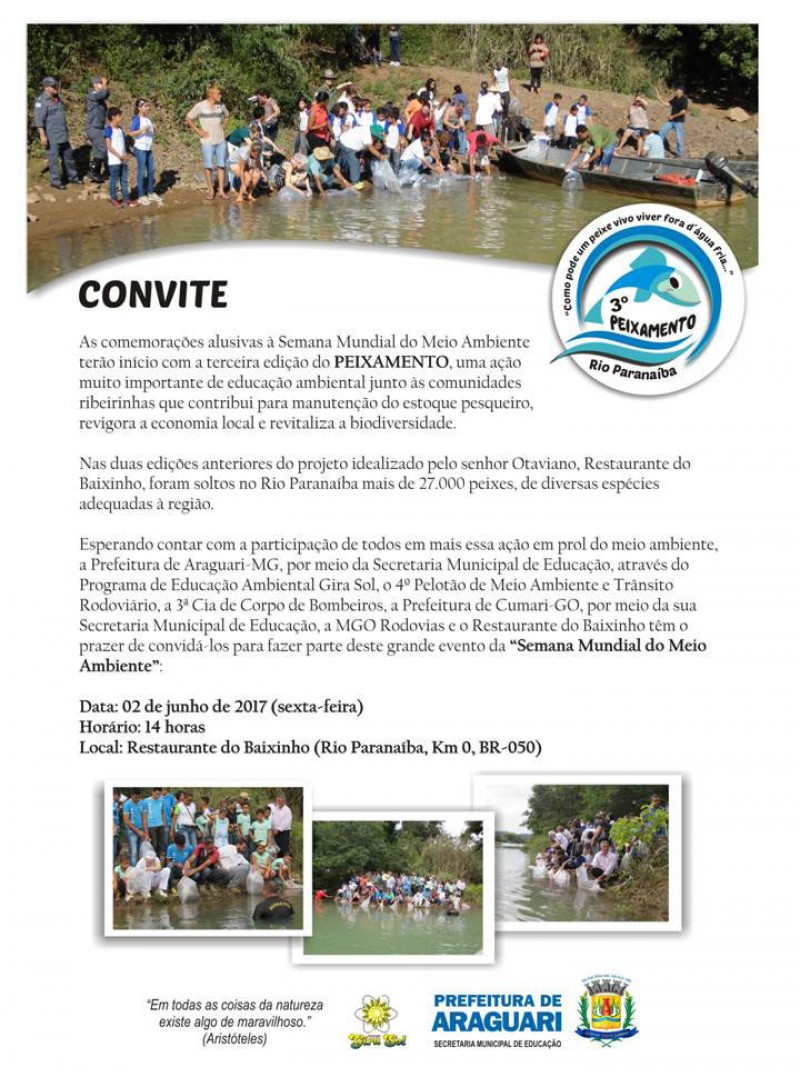 3º Peixamento’ abre a Semana Mundial do Meio Ambiente em Araguari 