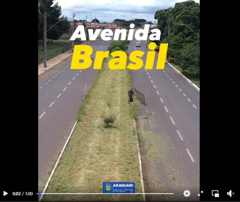 A prefeitura de Araguari realiza os serviços de capina e limpeza na Avenida Brasil e outras vias da cidade.