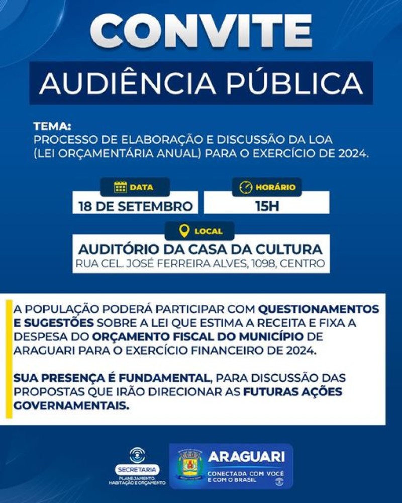 Prefeitura de Araguari: Convite dia 18 de setembro