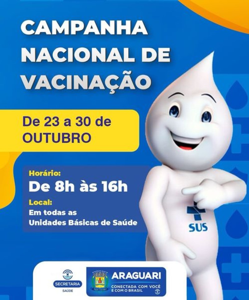 Campanha Nacional de Multivacinação começa nesta segunda-feira em Araguari