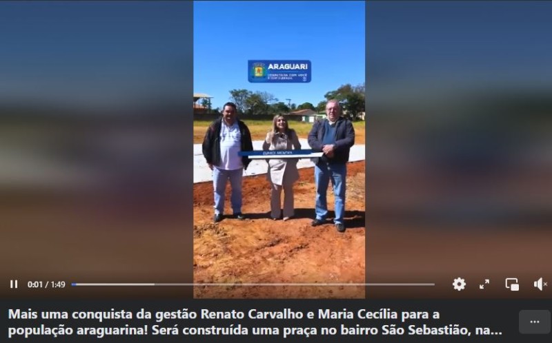 Mais uma conquista da gestão Renato Carvalho e Maria Cecília para a população araguarina!