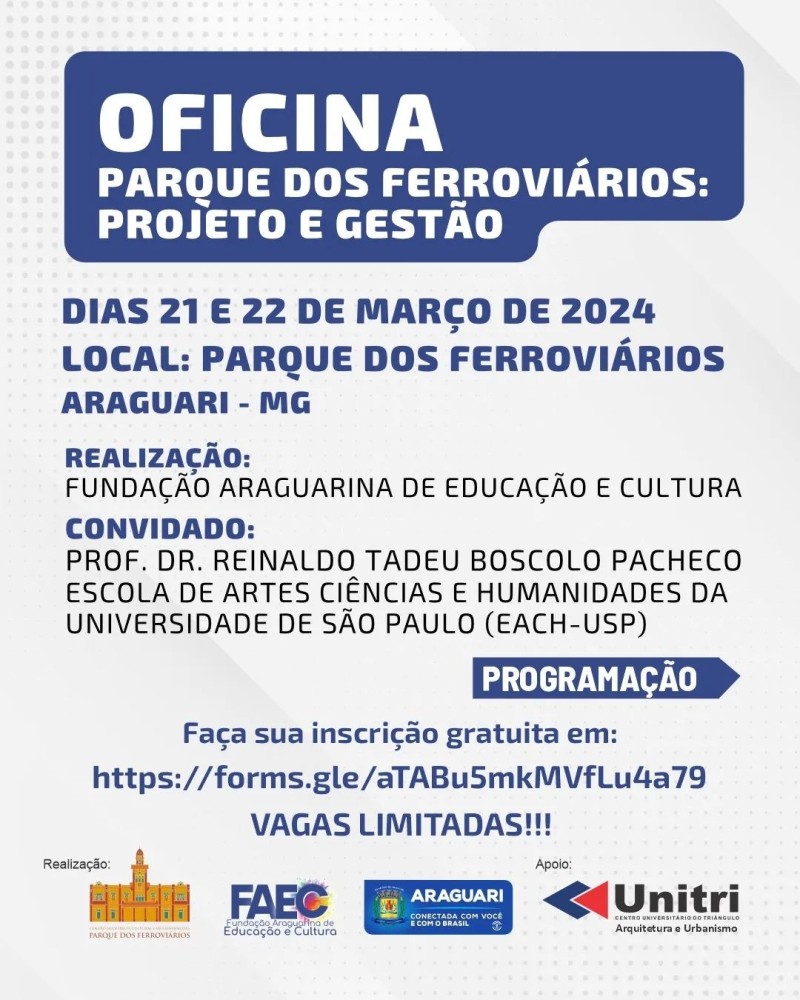 A prefeitura de Araguari convida para a Oficina 