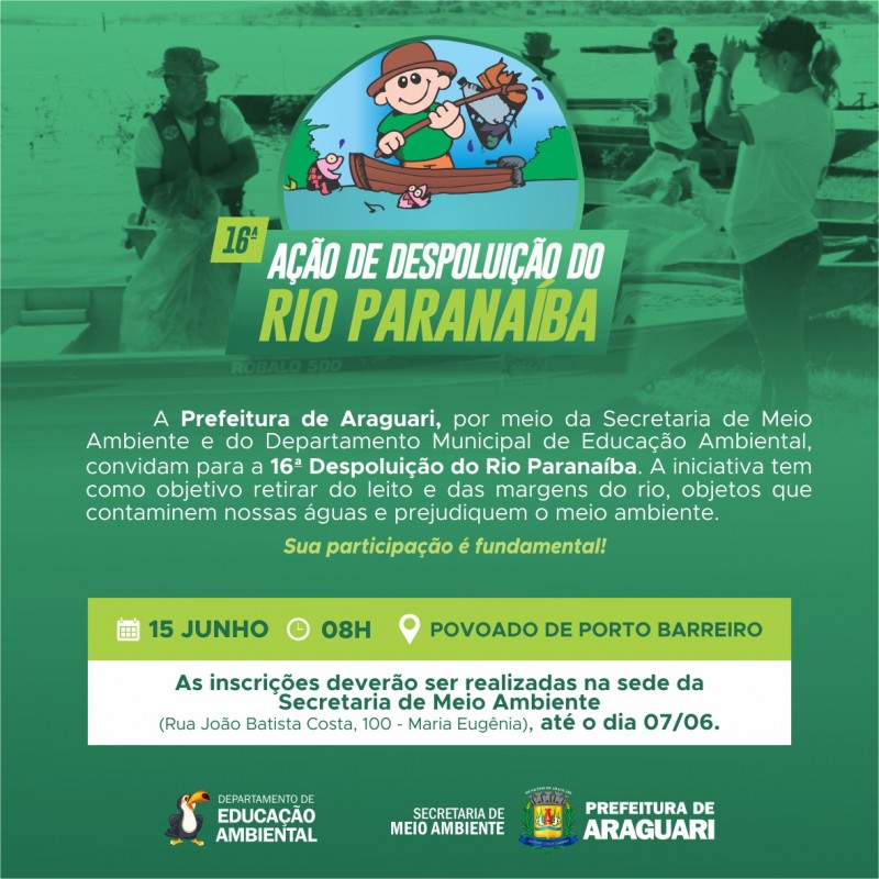 Prefeitura de Araguari realizará a 16ª Ação de Despoluição do Rio Paranaíba no mês de junho