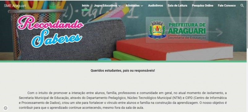 Prefeitura de Araguari lança Plataforma Digital “Recordando Saberes”