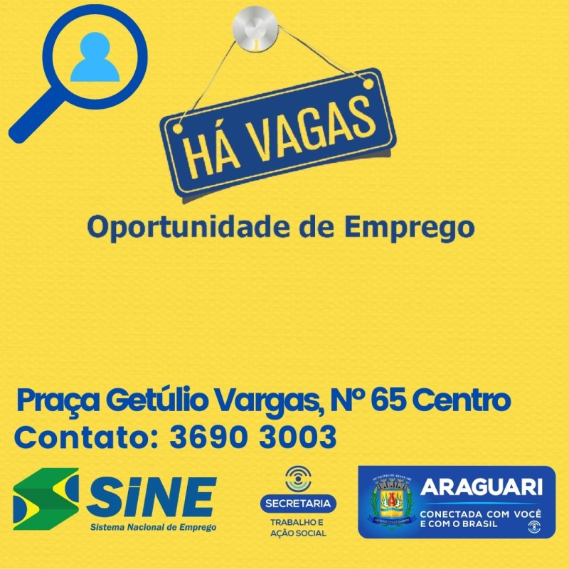 Vagas SINE Araguari-30/11/2021