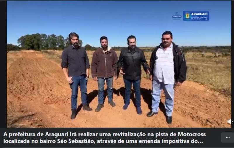 A prefeitura de Araguari irá realizar uma revitalização na pista de Motocross localizada no bairro São Sebastião, através de uma emenda impositiva do vereador Rodrigo Piracaíba. 