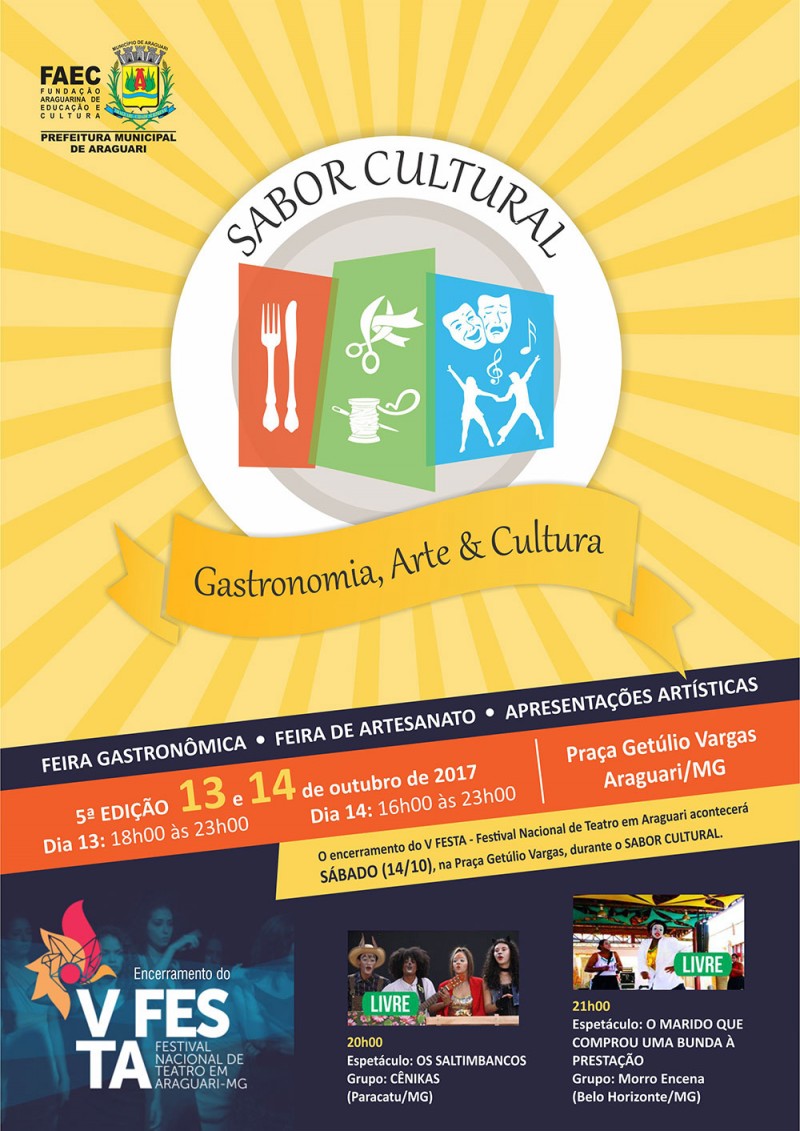 Prefeitura de Araguari realiza 5ª edição do Sabor Cultural – Gastronomia, Arte & Cultura