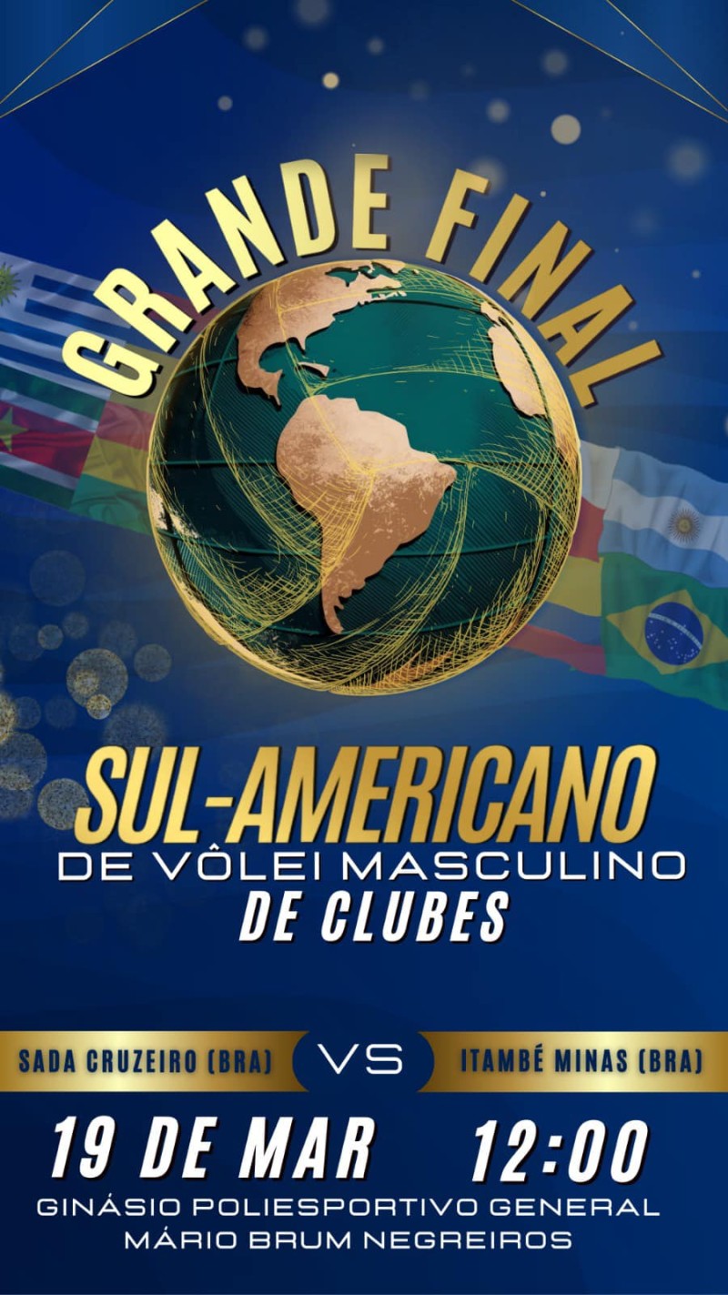 Grande final do Sul-Americano de Vôlei Masculino de Clubes movimenta o domingo em Araguari