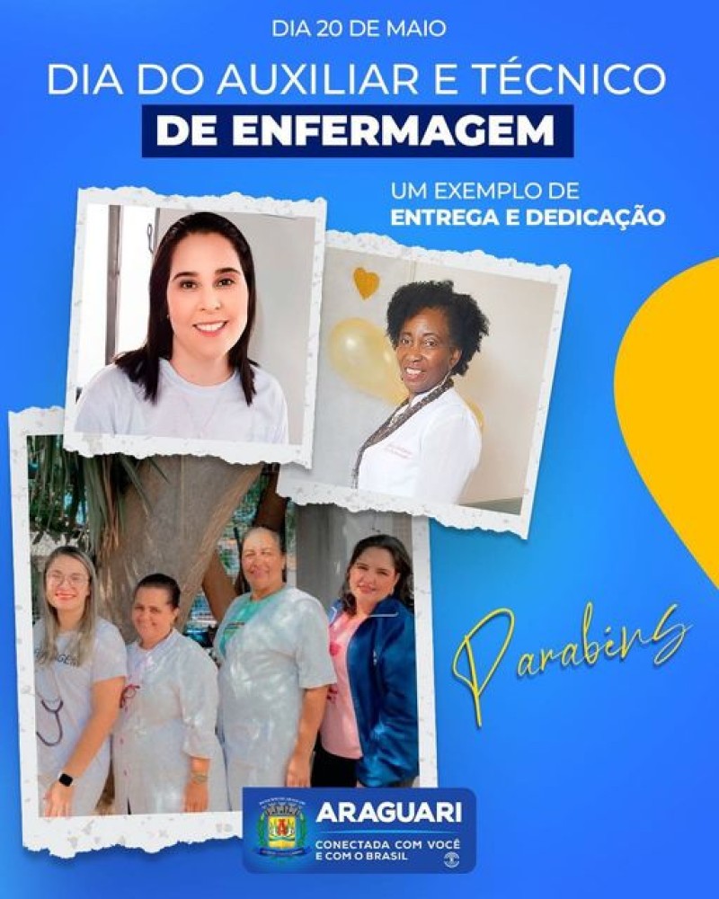 A prefeitura de Araguari parabeniza todos técnicos de enfermagem neste dia especial.