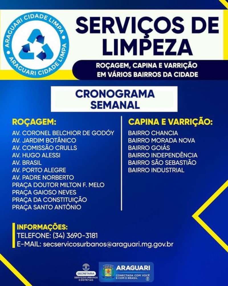 Prefeitura de Araguari intensifica o serviço de Limpeza em diversos pontos da cidade