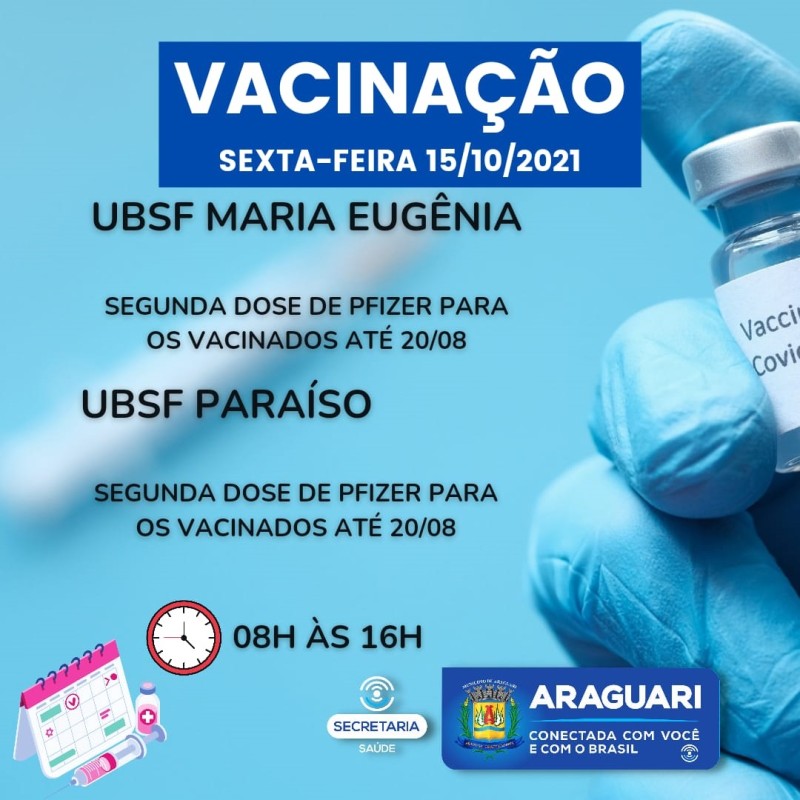 Araguari continua com vacinação de segunda dose contra COVID-19 nesta sexta-feira