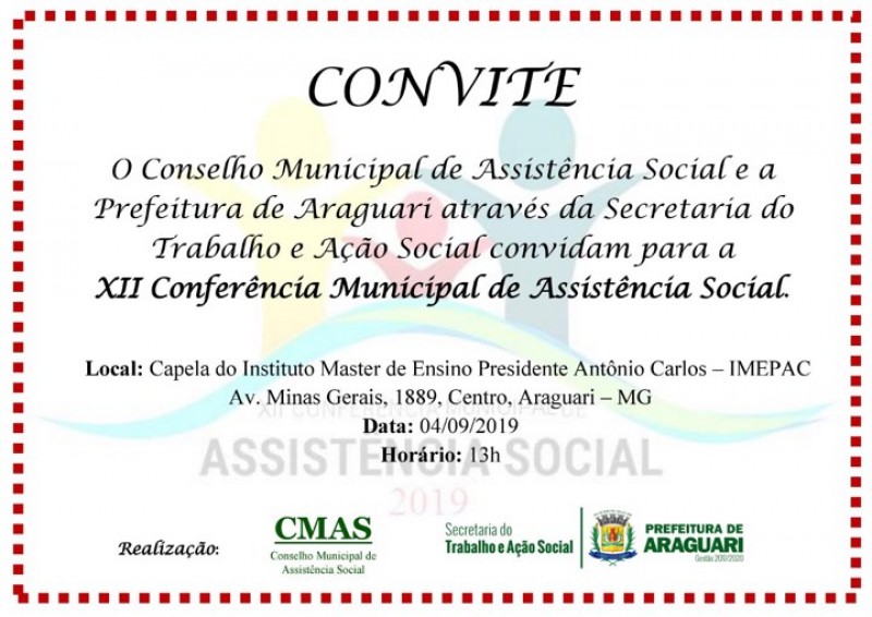 Prefeitura de Araguari realizará a XIII Conferência Municipal de Assistência Social