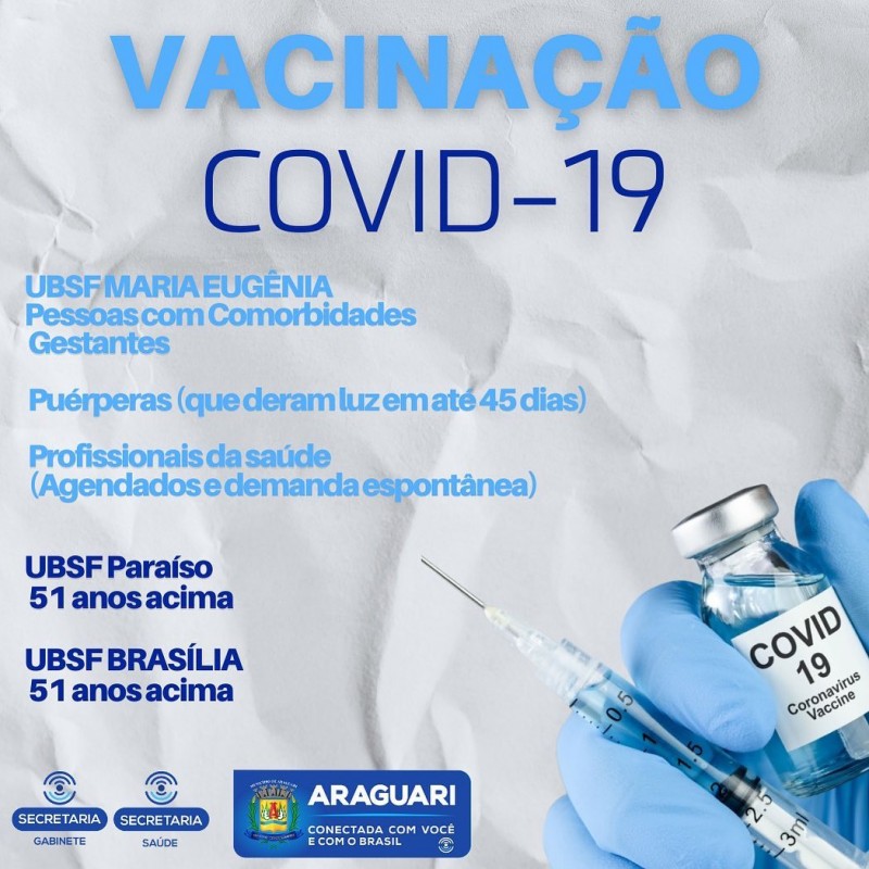 Araguari começará a vacinar pessoas com 51 anos nesta sexta 