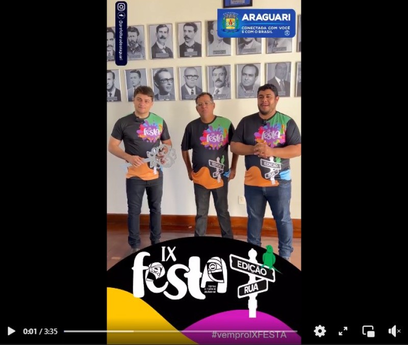 A prefeitura de Araguari, através da FAEC, entrega da chave da cidade e o comando do Teatro para a realização do IX FESTA - Festival de Teatro de Araguari • @festaraguari do @gruposoldeteatro.