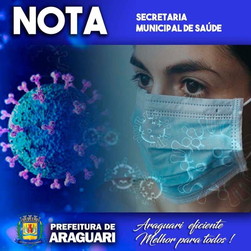 Nota: 01 óbito confirmado para Covid-19, residente em Araguari, sexo feminino, idade 55 anos, grupo de risco não informado até o momento.