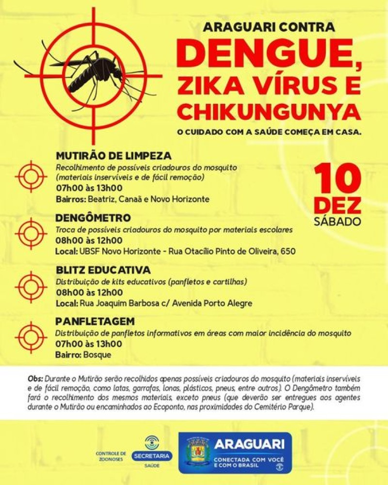 Prefeitura promove Mutirão contra a Dengue, Zika Vírus e Chikungunya