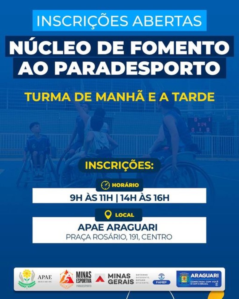 Inscrições para Futsal e Basquete para pessoa com deficiência estão abertas em Araguari 