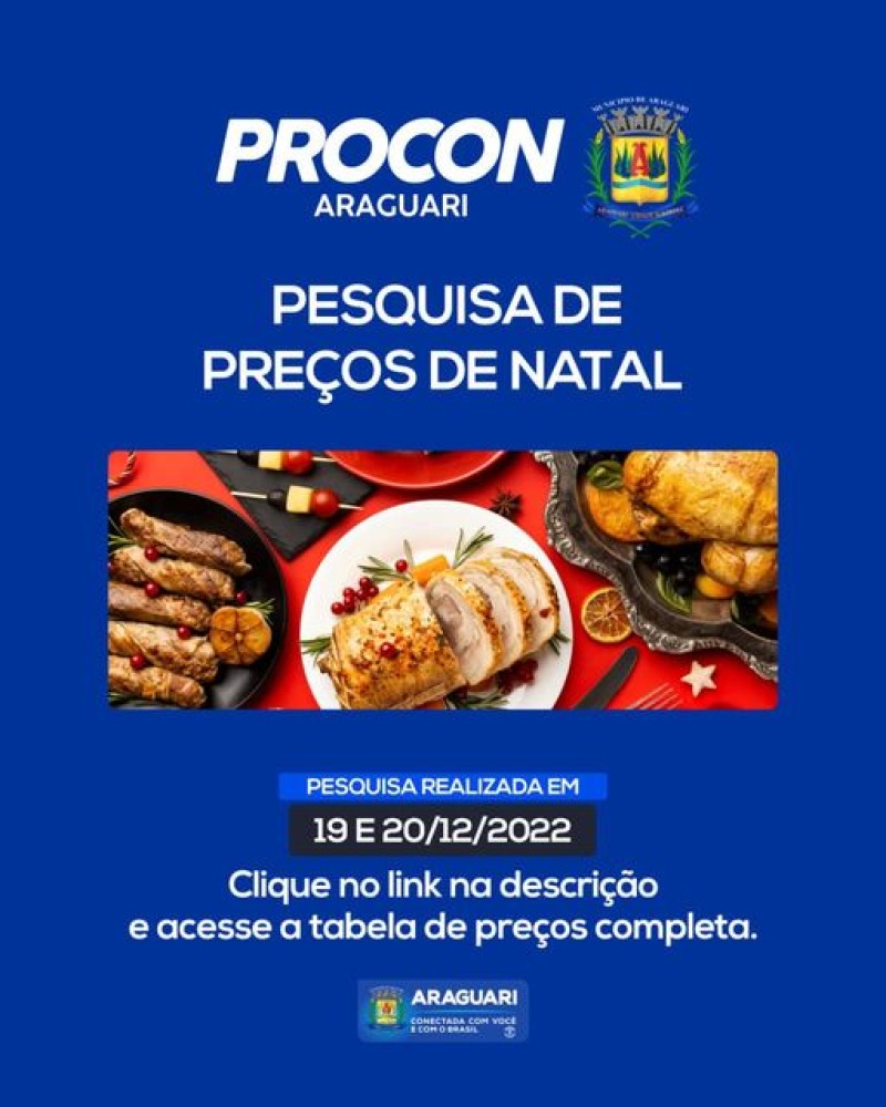 Pesquisa de preços de Natal realizada nos dias 19 e 20/12/2022.