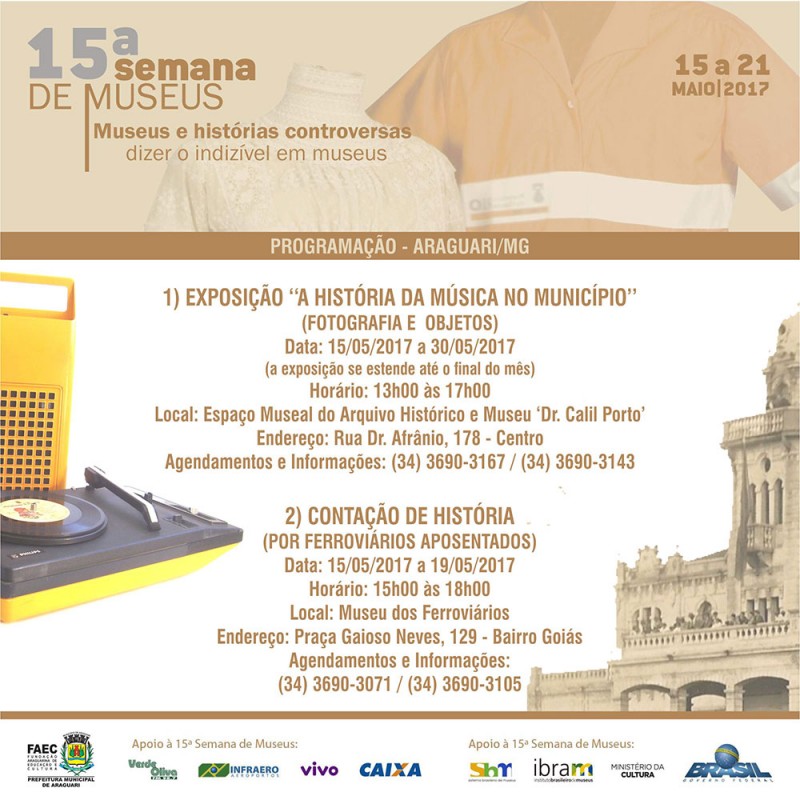 Araguari participa da 15ª Semana Nacional de Museus